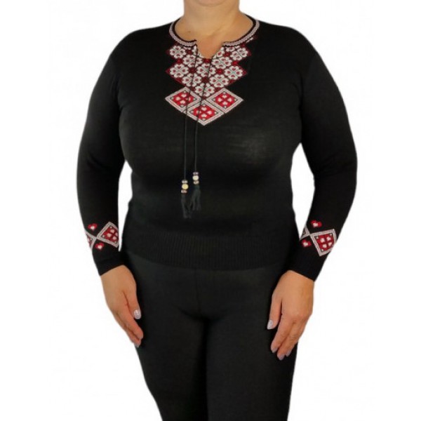 Sweater embroidered with black women's Venera.