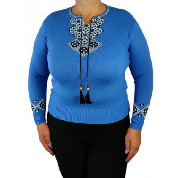 Women's blue Venus embroidered jumper