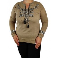 Джемпер вишиванка жіноча сіро-коричнева Власта