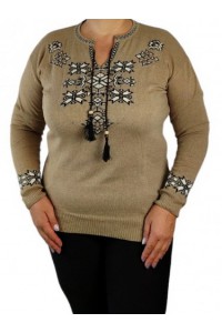 Джемпер вишиванка жіноча сіро-коричнева Власта