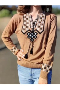 Джемпер вишиванка жіноча коричнева Віола