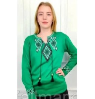 Jumper embroidered blouse for women, green Vira.
