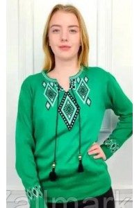 Джемпер вишиванка жіноча зелена Віра