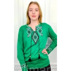 Jumper embroidered blouse for women, green Vira.