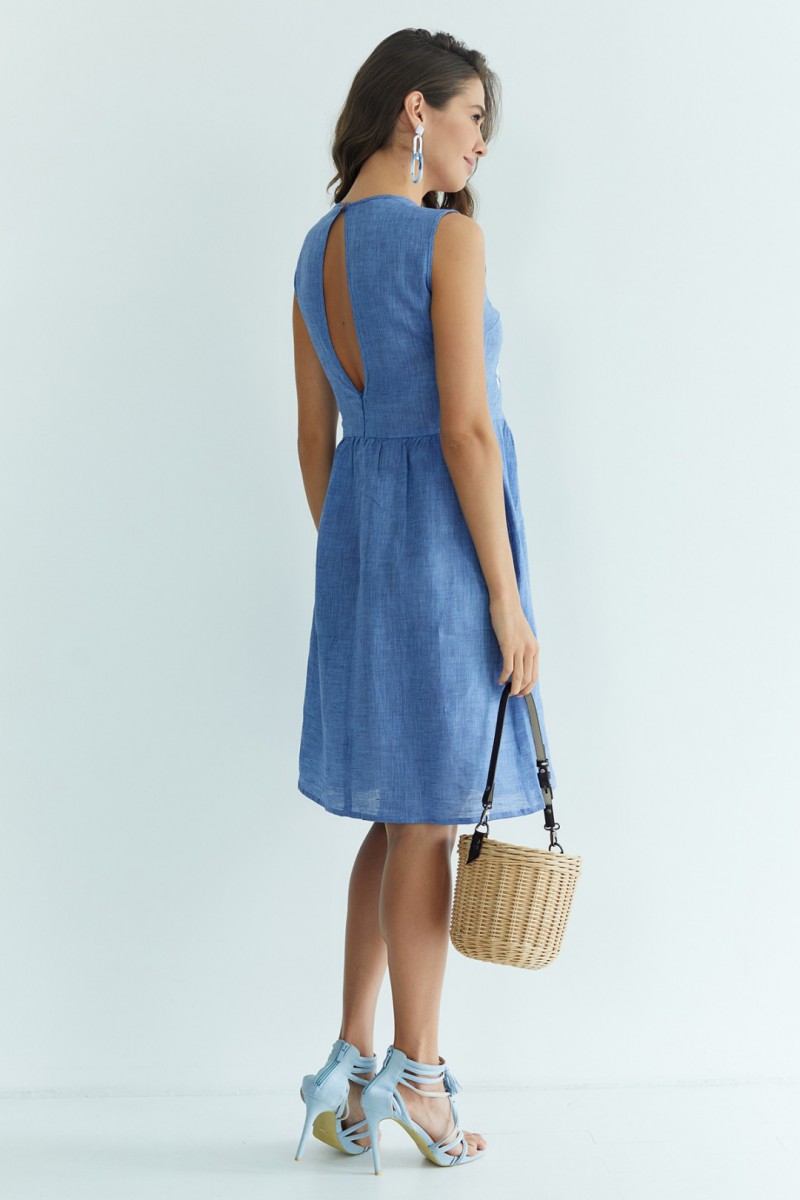 Bleached, embroidered linen dress