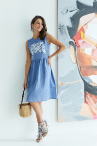 Bleached, embroidered linen dress