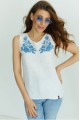 White women's embroidered shirt Blue rose