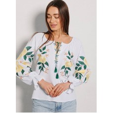 Women's white lemonade embroidered shirt