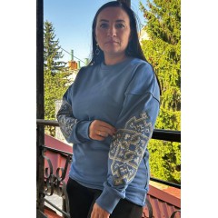 Women's blue sweatshirt with Svarog embroidery