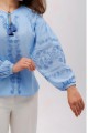 Blue embroidered shirt Rosava new (S) with blue embroidery - 50% linen, 50% cotton