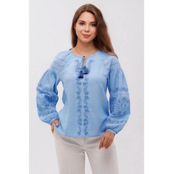 Blue embroidered shirt Rosava new (size S)