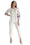 Women's embroidered shirt made of milk linen Simona