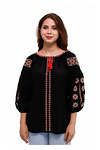 Women's linen embroidered shirt Veleslava black