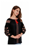 Women's linen embroidered shirt Veleslava black