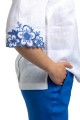 White linen blouse with blue embroidery Thea