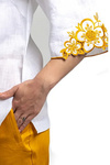 White linen blouse with yellow embroidery "Thea"
