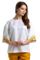 White linen blouse with yellow embroidery Teya