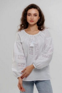 White embroidered shirt Rose, lace on the net