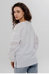 Women's blouse with openwork embroidery on mesh, White Rose, 4XL