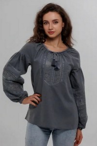 Graphite embroidered shirt Rose, lace on the mesh