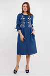 Women's embroidered dress made of blue linen Anita