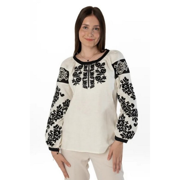 Молочная вышиванка для женщин Стефания, 100% лен, XL