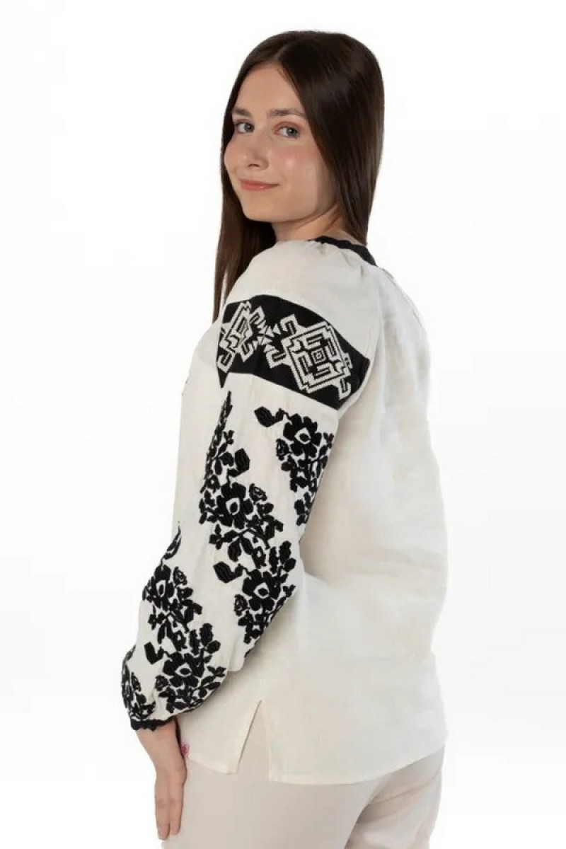 Молочная вышиванка для женщин Стефания, 100% лен, L