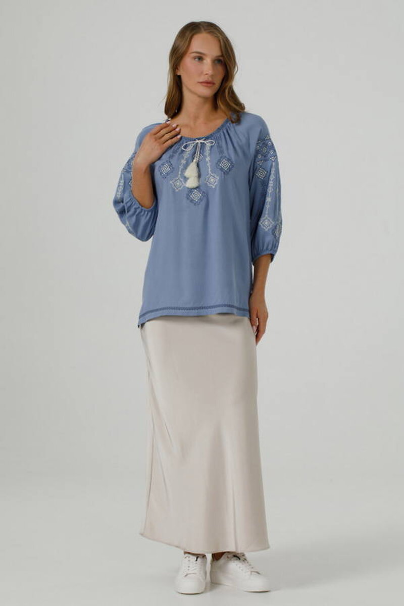 Women's vyshyvanka Ivanna gray-blue