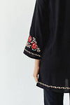 Women's embroidered shirt "Rose Dewdrops" black