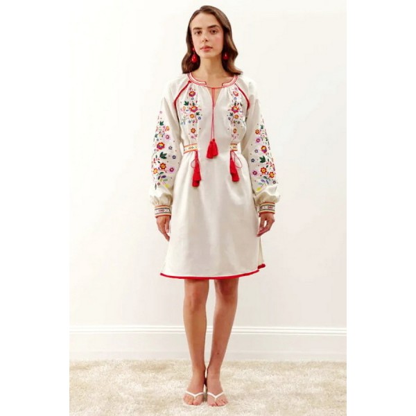 Yavorivna, women's embroidered dress made of linen, 50