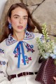 Milk embroidered shirt with blue trim, Yavorivska