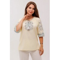 Light yellow women's embroidered shirt Vitality, M
