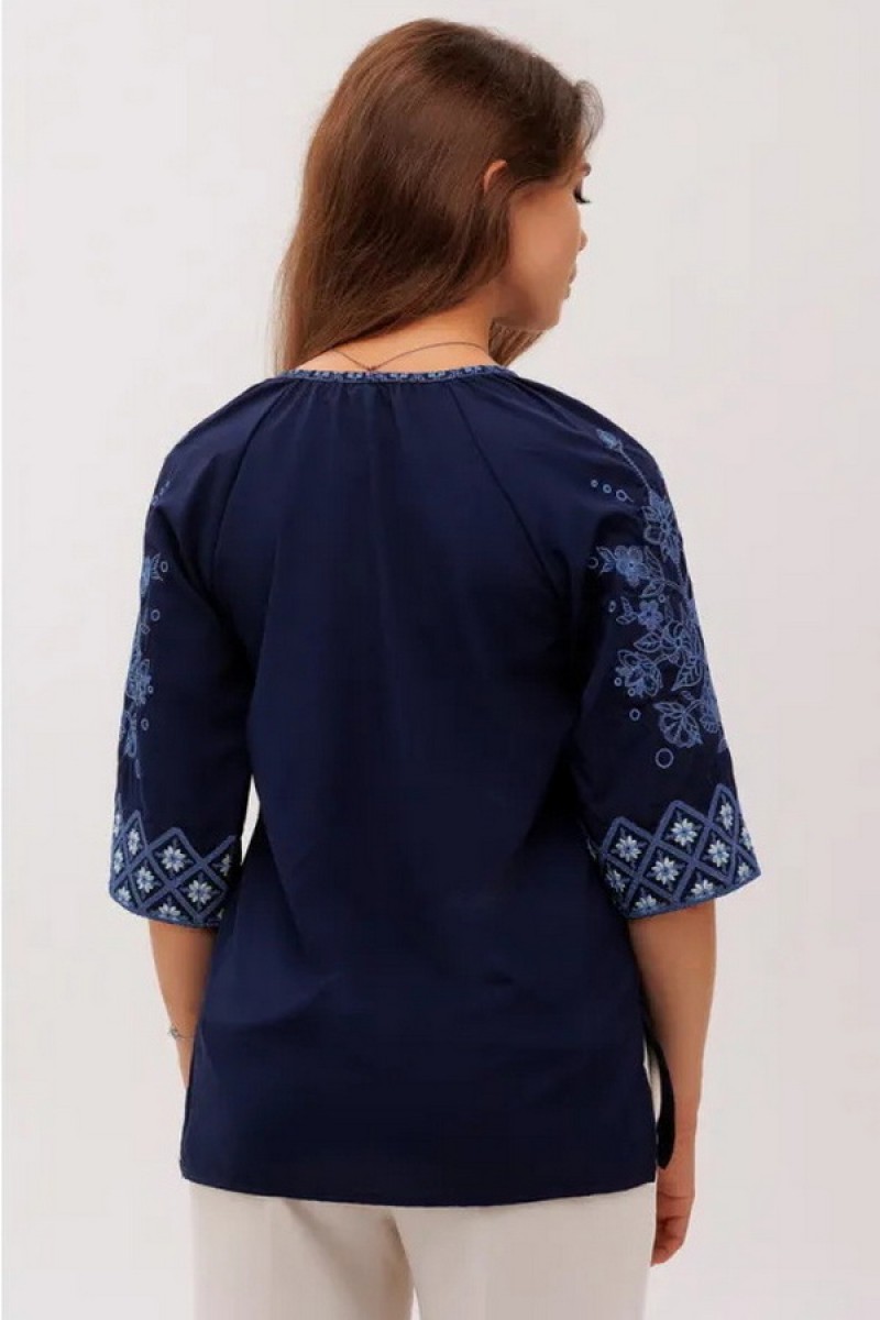 Blue women's embroidered shirt Vitality, XXXL