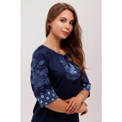 Blue women's embroidered shirt Vitality, XXXL