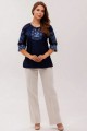 Blue women's embroidered shirt Vitality, XXXL