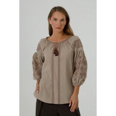 Beige vyshyvanka with ornament “Krasa” (crinkled batiste)