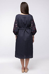 Women's embroidered linen dress with Kozachka embroidery graphite