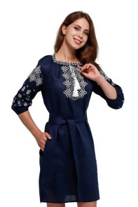Dark blue embroidered dress Viryneia new