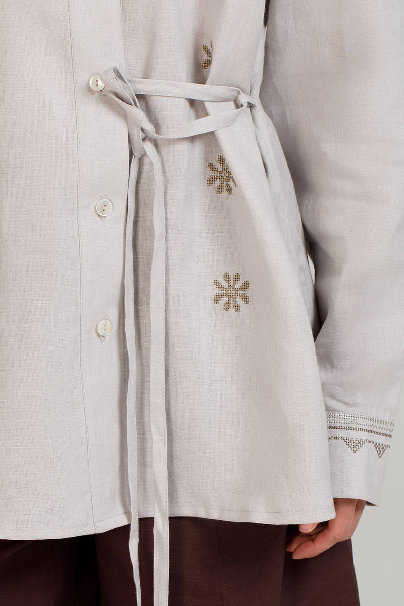 Women's embroidered shirt — Dawn gray