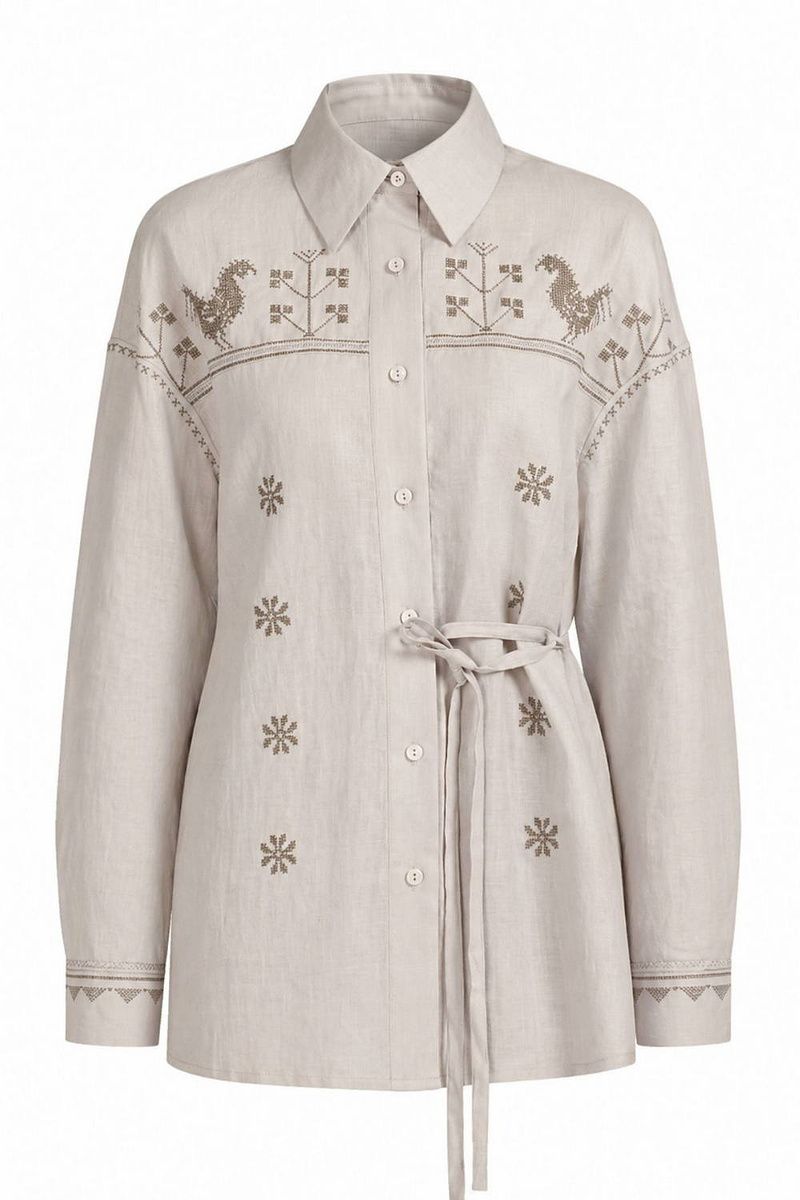Women's embroidered shirt — Dawn gray