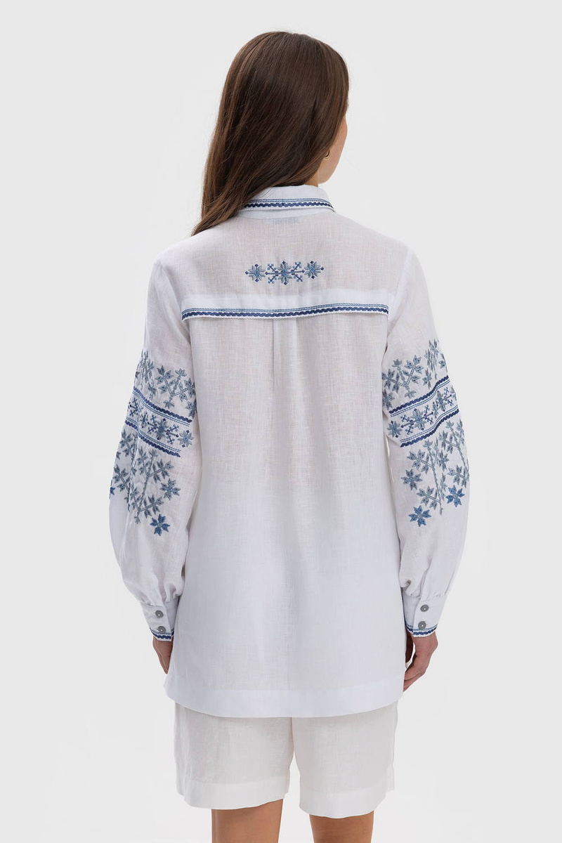 Women's Poltava vyshyvanka white with blue embroidery