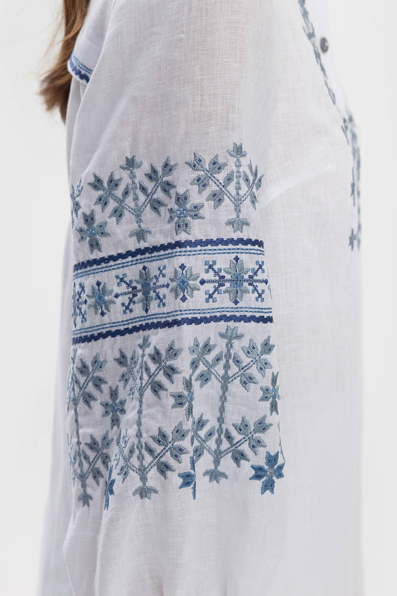 Women's Poltava vyshyvanka white with blue embroidery