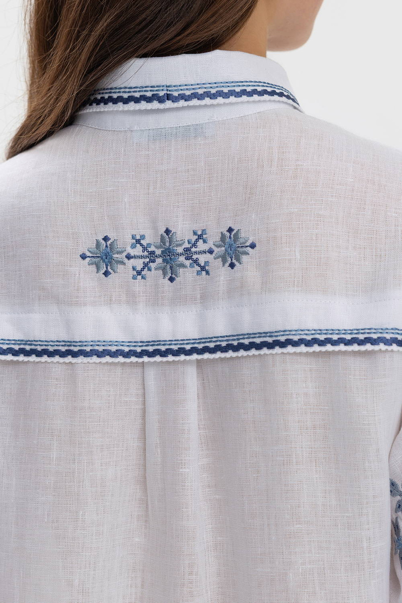 Women's Poltava vyshyvanka white with blue embroidery