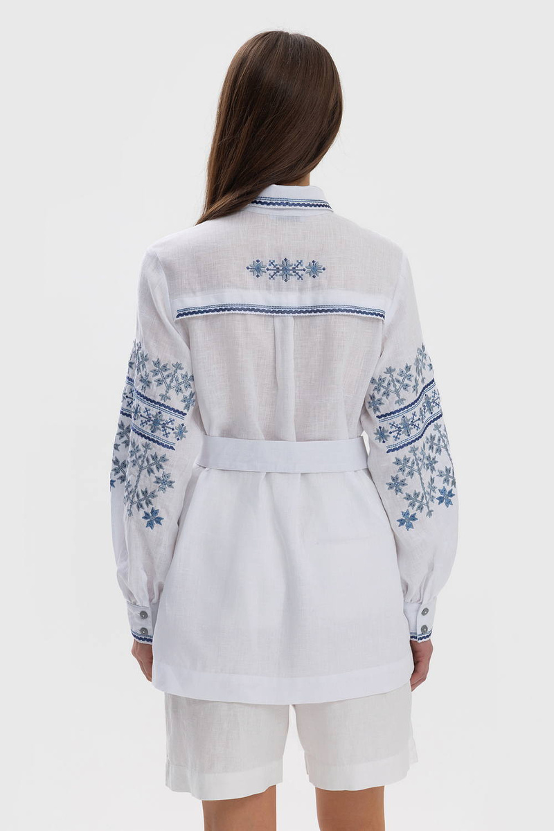 Women's Poltava vyshyvanka white with blue embroidery