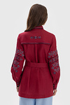 Women's Poltava-style burgundy vyshyvanka with dark embroidery
