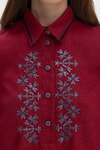 Women's Poltava-style burgundy vyshyvanka with dark embroidery