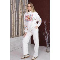 Женский зимний костюм с вышивкой Барвохрай молочный, размер XL