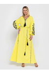 Vyshyvanka dress "Blooming Garden" yellow with black embroidery