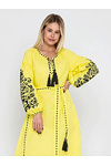 Vyshyvanka dress "Blooming Garden" yellow with black embroidery