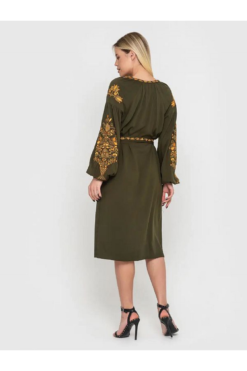 Вишиванка хакі, плаття Квітучий сад Вишиванка хакі, плаття Квітучий сад